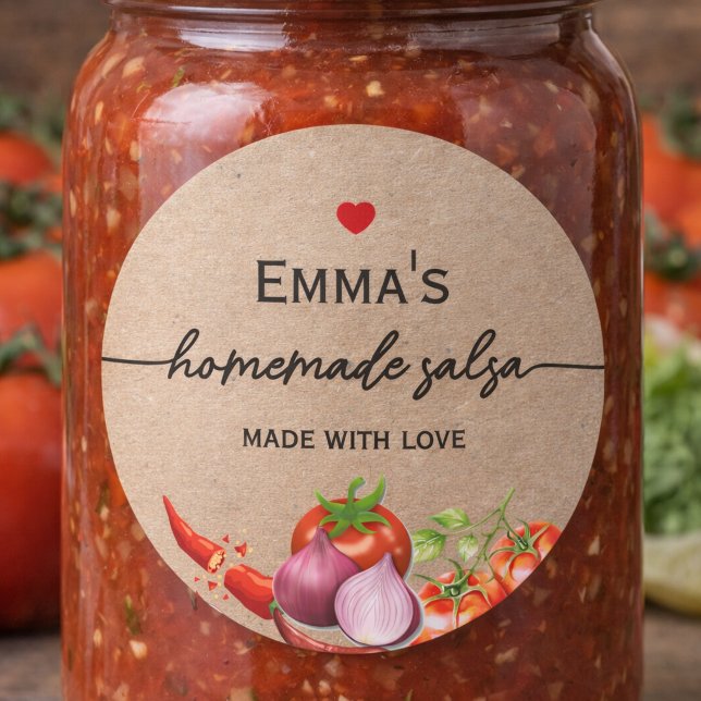 Adesivo rótulo de Salsa Caseira Kraft personalizado com co (Criador carregado)