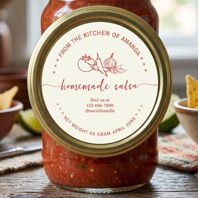Adesivo Rótulo de Salsa Caseira Vintage (Criador carregado)