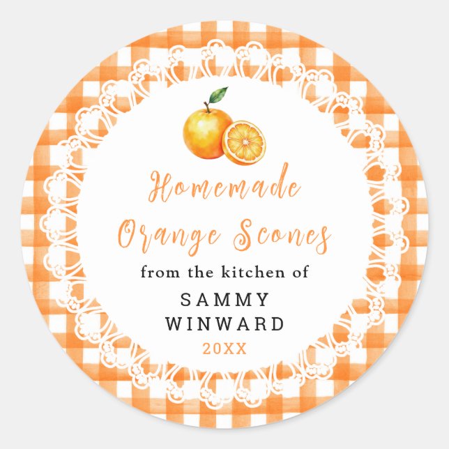 Adesivo Rótulo de Scone de Laranja Caseiro (Frente)