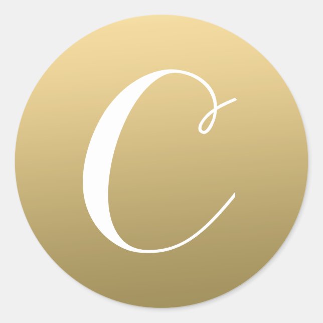 Adesivo Rótulo de Script Inicial do Monograma Dourado (Frente)
