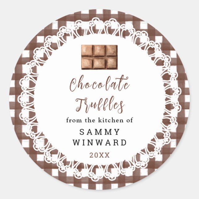 Adesivo Rótulo de Trufas de Chocolate Caseiras (Frente)