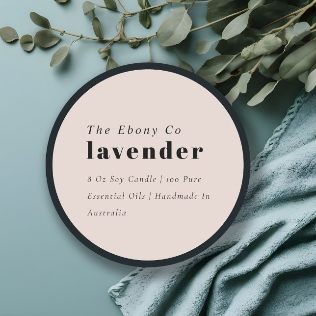 Adesivo Rótulo de Vela de Blush Mínimo e Elegante (Criador carregado)