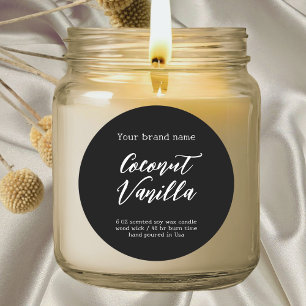 Adesivo Rótulo de vela de embalagem simples preto mínimo