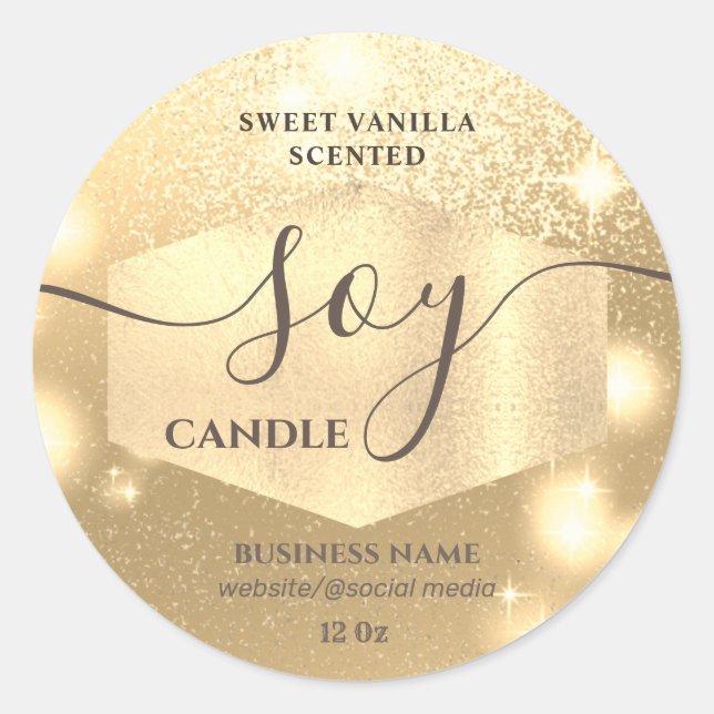 Adesivo rótulo de vela de soja com escrita de brilho de lu (Frente)