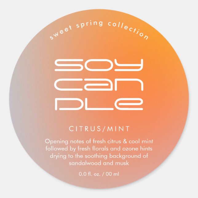 Adesivo Rótulo de Vela do Produto Gradiente Moderno (Frente)