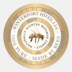 Adesivo Rótulo de Vela Dourada de Cera de Beescera Realist