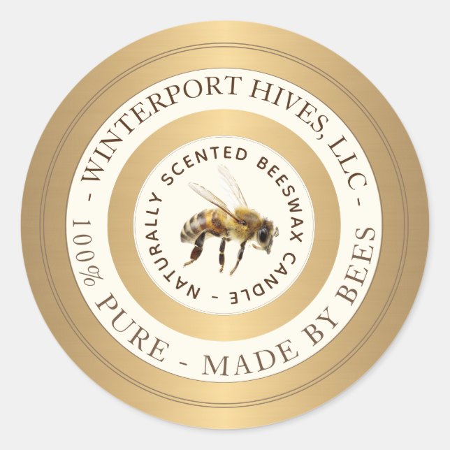 Adesivo Rótulo de Vela Dourada de Cera de Beescera Realist (Frente)