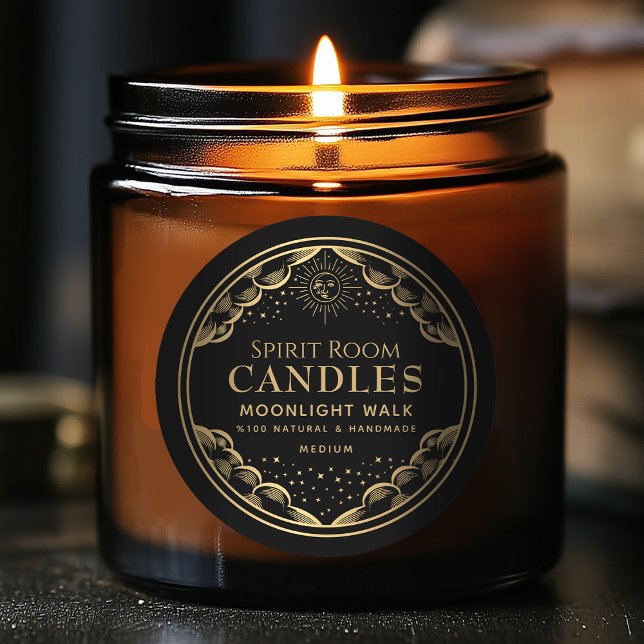 Adesivo Rótulo de Vela Editável de Tarô Gótico Preto (Criador carregado)