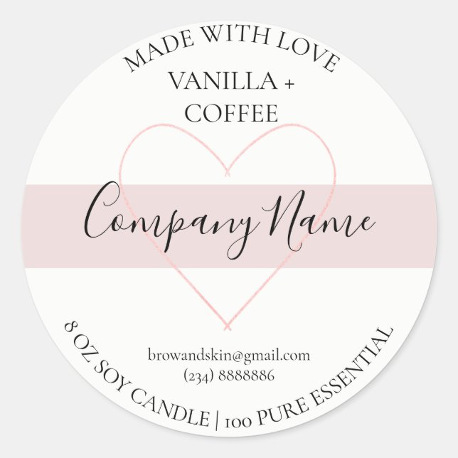 Adesivo Rótulo de Vela Homemade - artesanal C Personalizad (Frente)