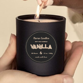 Adesivo Rótulo de Vela Personalizado Preto e Dourado