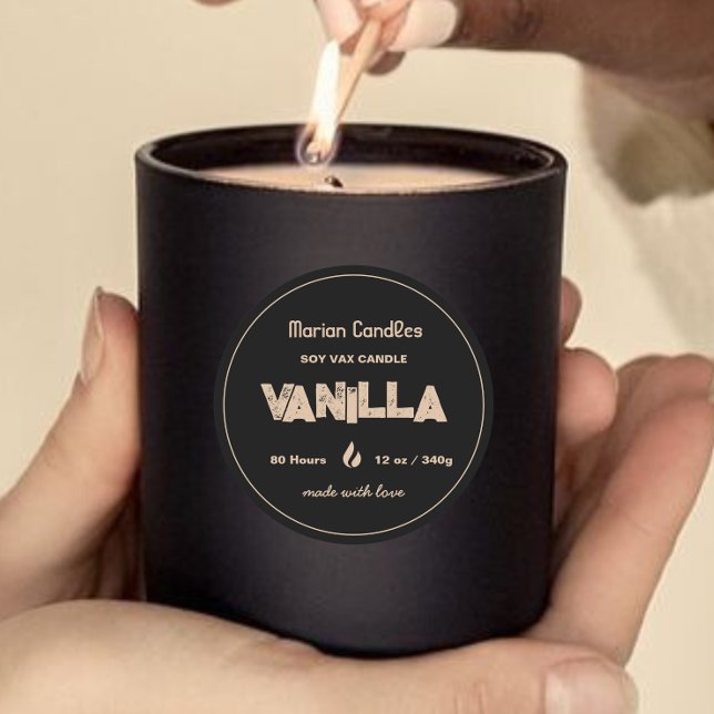 Adesivo Rótulo de Vela Personalizado Preto e Dourado (Criador carregado)