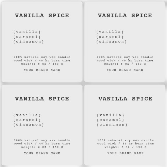 Adesivo Rótulo de vela transparente minimalista (Frente)