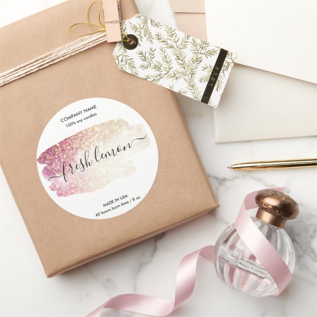 Adesivo Rótulo de velas Rótulo de jarro cor-de-rosa esfare (Presentear)