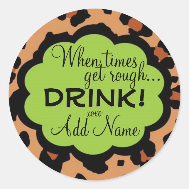 Adesivo Rótulo de Vinho Personalizado Sassy Lepord (Frente)