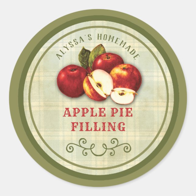Adesivo Rótulo De Vintage Apple Pie Canning (Frente)