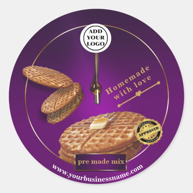 Adesivo rótulo de waffles caseiros personalizados (Frente)