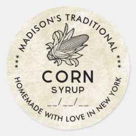 Adesivo Rótulo de xarope de milho vítreo, preto e branco