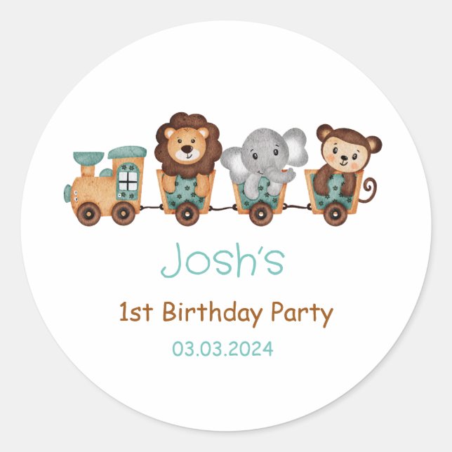 Adesivo Rótulo do Aniversário de criança Fiesta do Comboio (Frente)