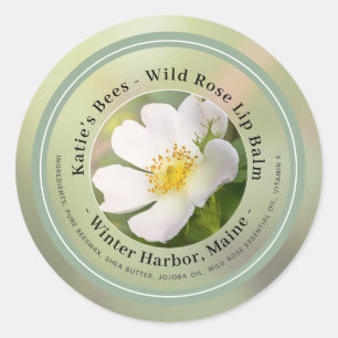 Adesivo Rótulo do Balm de Lip com Rosa selvagem no plano d