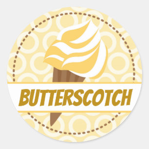 Adesivo Rótulo do Círculo do Sorvete Dourado Amarelo