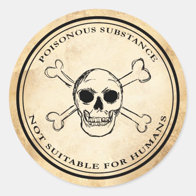 Adesivo Rótulo do crânio de veneno venenoso do Halloween (Frente)