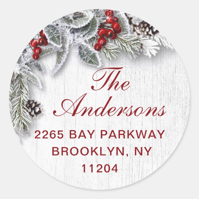 Adesivo RÓTULO DO Endereço de Retorno Russo de Natal Holly (Frente)