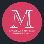 Adesivo Rótulo do Favor do Casamento do Monograma Formal<br><div class="desc">Outras cores disponíveis em nosso compro!</div>