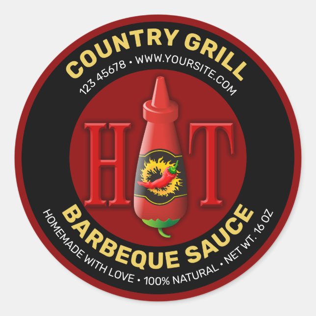 Adesivo Rótulo do frasco de molho quente (Frente)