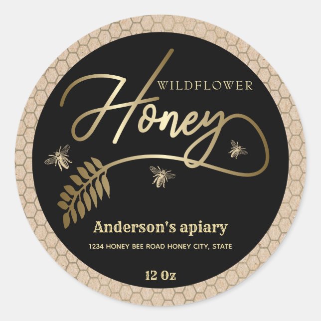 Adesivo Rótulo do frasco do frasco de mel de abelha de our (Frente)
