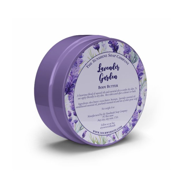 Adesivo Rótulo do Jar Cosmético do Jardim de Lavanda Roxo (Criador carregado)