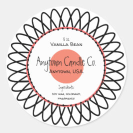 Adesivo Rótulo do Jar da Vela do Espiro Preto e Salmão