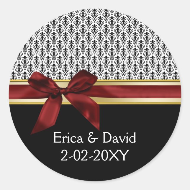 Adesivo rótulo do Monograma de fita vermelha (Frente)