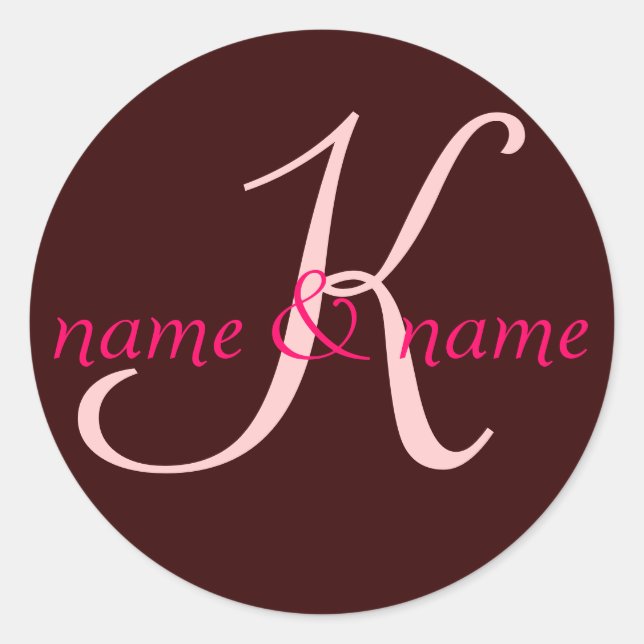 Adesivo Rótulo do monograma "K" - personalize os primeiros (Frente)