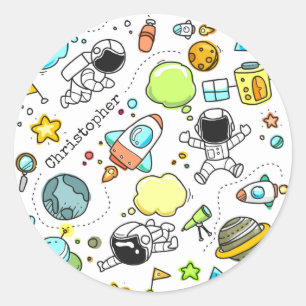 Adesivo Rótulo do Nome dos Planetas Espaciais do Astronau