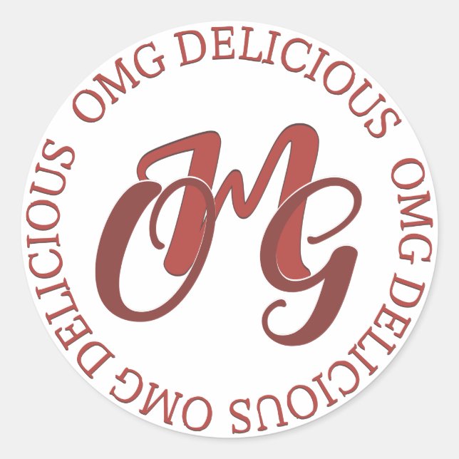 Adesivo Rótulo do produto de Comida genérica DELICIOUS OMG (Frente)