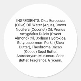 Adesivo Rótulo do Produto de Soap ou Ingredientes Skincare
