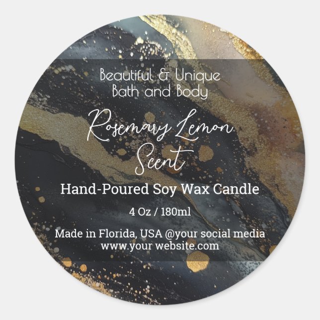 Adesivo Rótulo do Produto Jar de Vela de Frasco de Script  (Frente)