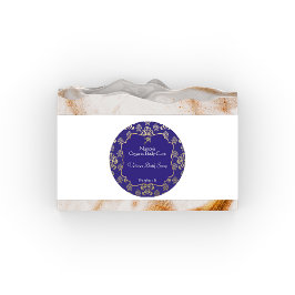 Adesivo Rótulo do produto para as folhas azuis e douradas 