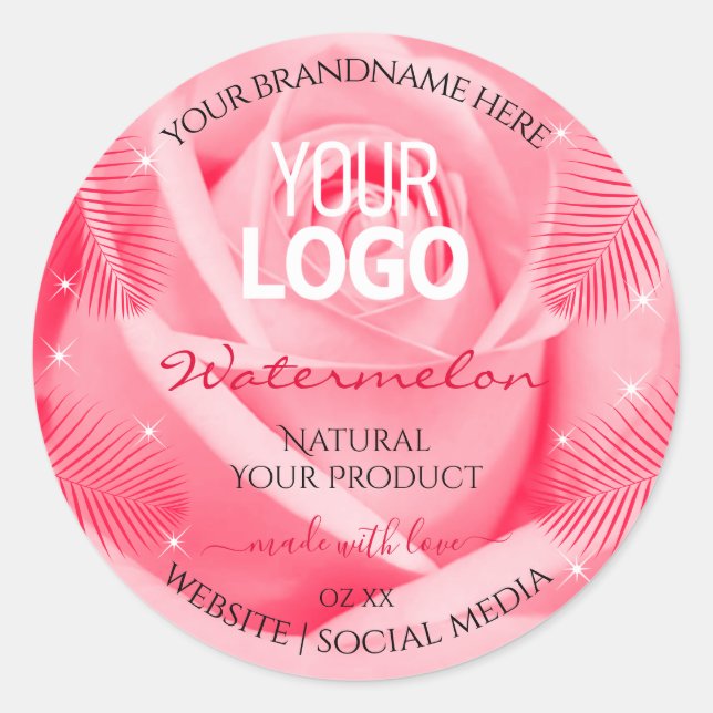 Adesivo Rótulo do produto Rosa Rosa Vermelho Palm Deixa o  (Frente)