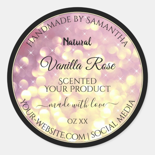 Adesivo Rótulo do Produto Sparkle Dourado Roxo Shimmerle R (Frente)