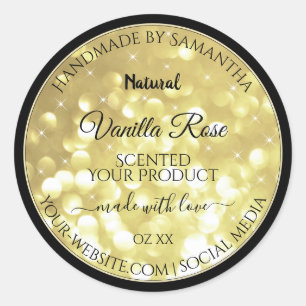 Adesivo Rótulo do Produto Stars Sparkle Luxuriosos Dourado