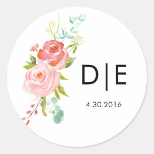 Adesivo Rótulo do rosa Monograma