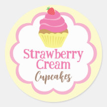 Rótulo do Scallop do Cupcake de Morango