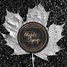 Rótulo Do Xarope De Mapeamento Moderno Preto E Fol