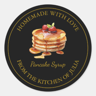 Adesivo Rótulo do Xarope Pancake de Homemade Dourada Pre
