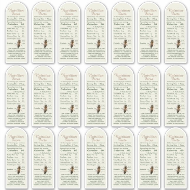 Adesivo Rótulo dos Fatos Nutricionais de Mel Mole de 16 oz (Frente)