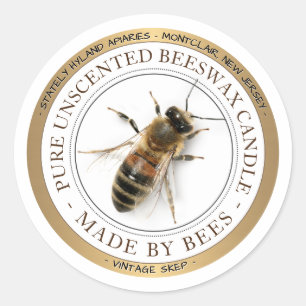 Adesivo Rótulo Dourado Bordado Realístico BeESWAX CANDLE