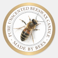 Rótulo Dourado Bordado Realístico BeESWAX CANDLE