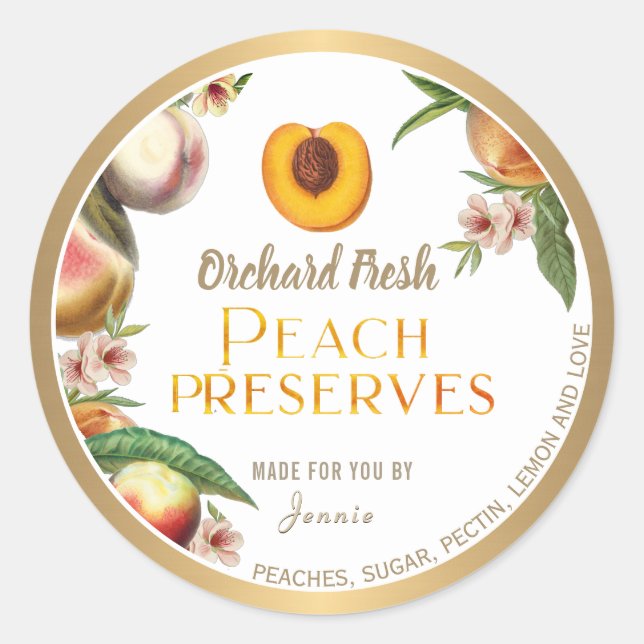 Adesivo Rótulo Dourado Boremade Peach Jelly (Frente)