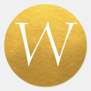 Adesivo Rótulo Dourado inicial do Monograma de Script de 